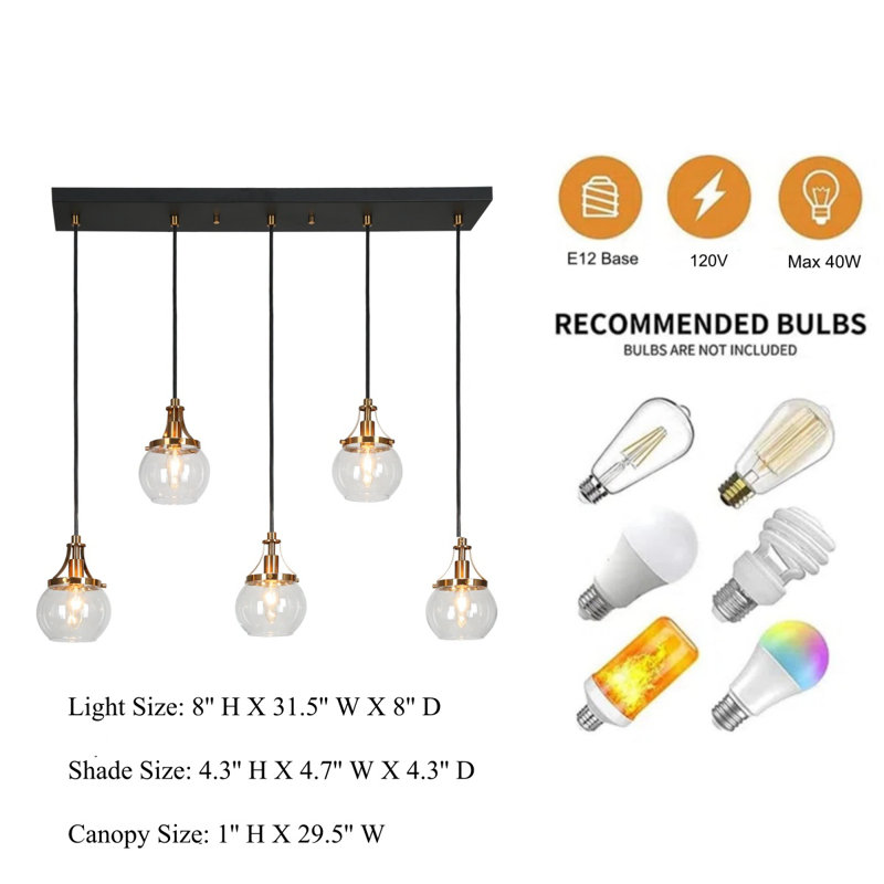 Mercer41 Loram 5-Light Kitchen Island Pendant & Reviews Mercer41 Loram 5-Light Kitchen Island Pendant & Reviews